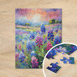 Puzzle Bluebonnets Art Floral Abstrait<br><div class="desc">Un tableau moderne de style impressionniste de bleuets, l'emblématique fleur sauvage du Texas, rendu dans des teintes bleues et violettes époustouflantes avec des coups de pinceau abstraits. Les traits expressifs et les couleurs vives capturent la beauté naturelle et la grâce de ces fleurs, créant une interprétation vivante et texturée du...</div>