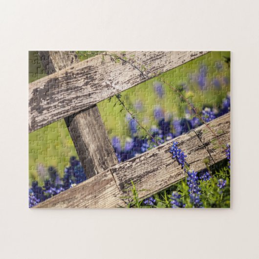 Puzzle Bluebonnets de Texas autour d'une barrière de pays (Horizontal)