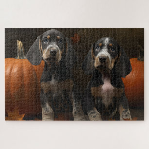 Puzzle Bluetick Coonhound Chiot Automne Citrouille de pla