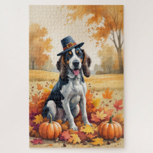 Puzzle Bluetick Coonhound Feuilles d'automne Art de Thank