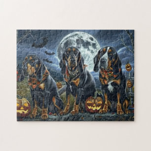 Puzzle Bluetick Coonhound Halloween Éffrayant