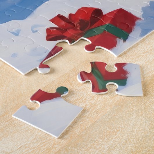 Puzzle Bluetick Coonhound Noël Festive Scène de neige (Côté)