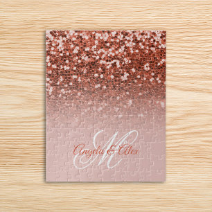Puzzle Blush de cuivre Confetti Paillettes Ombré Monogram