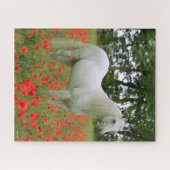 Puzzle Bob Langrish | Arabe gris debout En Fleurs Rouges (Horizontal)