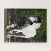 Puzzle Bob Langrish Black and White Gypsy Vanner Running (Horizontal)
