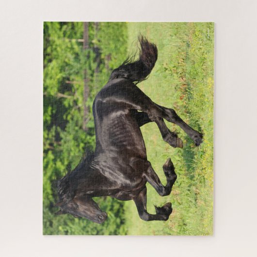 Puzzle Bob Langrish | Black Friesian Running (Vertical)