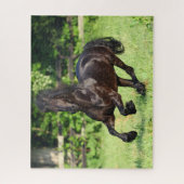 Puzzle Bob Langrish | Black Friesian Running (Vertical)