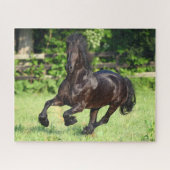 Puzzle Bob Langrish | Black Friesian Running (Horizontal)