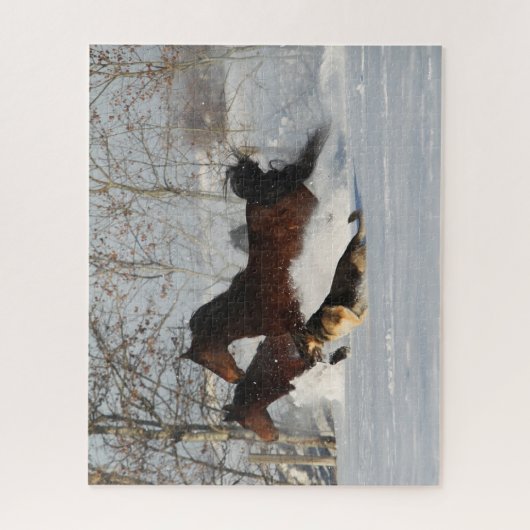 Puzzle Bob Langrish | Deux Chevaux Morgan et Chien en Nei (Vertical)
