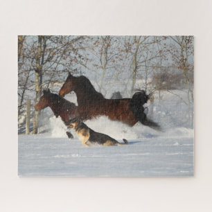 Puzzle Bob Langrish   Deux Chevaux Morgan et Chien en Nei