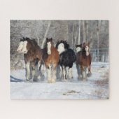 Puzzle Bob Langrish | Troupeau De Clydesdales En Neige (Horizontal)