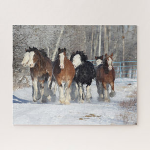 Puzzle Bob Langrish   Troupeau De Clydesdales En Neige