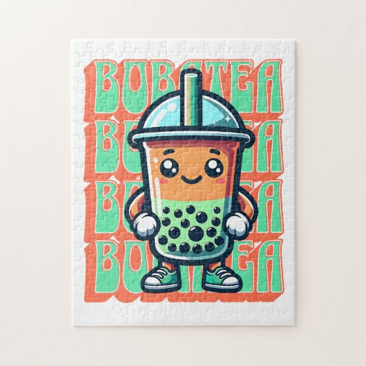 Puzzle Boba Bubble Tea Kawaii Cute Cartoon (Vertical)