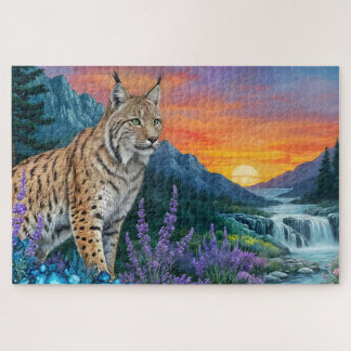 Puzzle Bobcat / Lynx au soleil par cascade