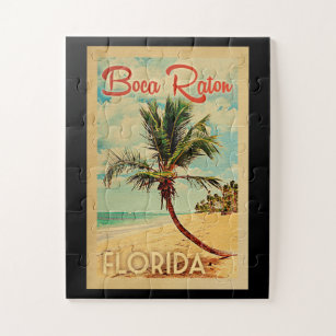 Puzzle Boca Raton Florida Palm Tree Beach Vintage voyage