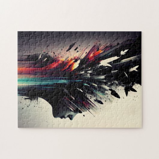 Puzzle Boho art abstrait avec visage de fille (Horizontal)