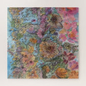 Puzzle Boho Chic Flower Garden aquarelle peinture (Horizontal)