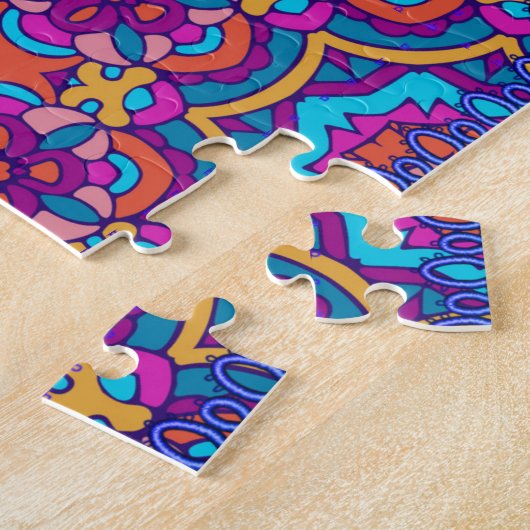 Puzzle Boho Colorant Blocking Motif Quilt (Côté)