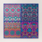 Puzzle Boho Colorant Blocking Motif Quilt (Horizontal)