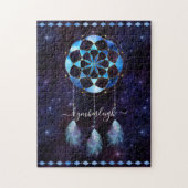 Puzzle Boho Cosmic Blue Space Mandala Dreamcatcher Nom (Vertical)