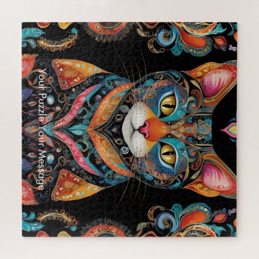 Puzzle Boho Feline Mandala (Horizontal)