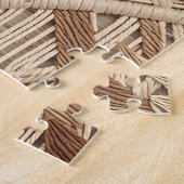 Puzzle Boho Macrame Feuilles Tropicales Terracotta Beige (Côté)