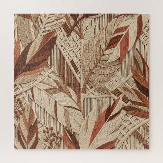Puzzle Boho Macrame Feuilles Tropicales Terracotta Beige (Vertical)