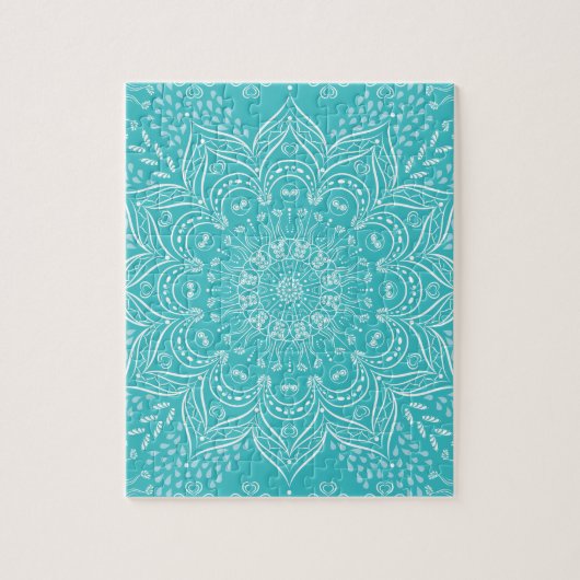 Puzzle Boho Mandala Art Vibrant Turquoise Blue Picture (Vertical)