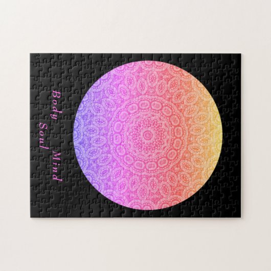Puzzle Boho mandala moderne rose noir script de méditatio (Horizontal)