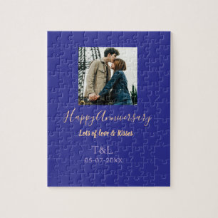 Puzzle Boho moderne heureux anniversaire ajouter nom bleu