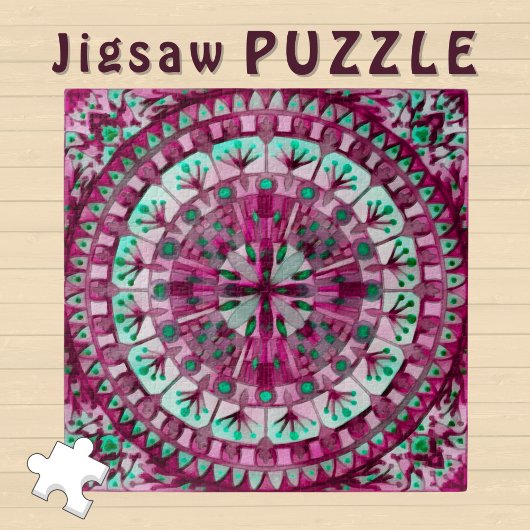 Puzzle Boho Mosaic Carreaux rose Berry -