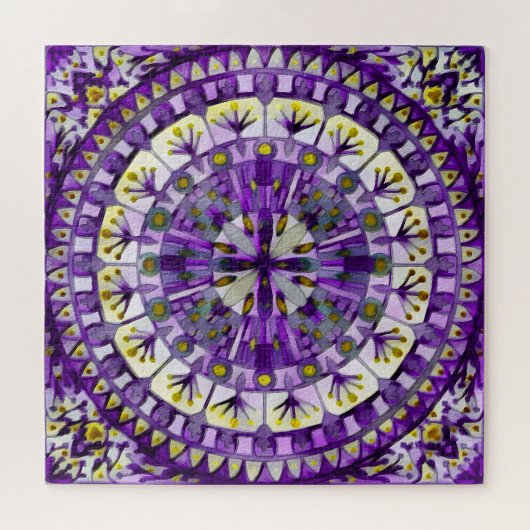 Puzzle Boho Mosaic Mandala Tile Violet flamme - (Horizontal)