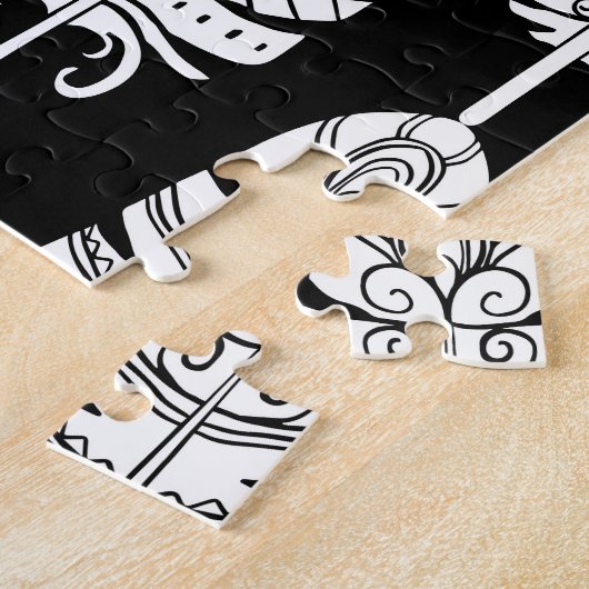 Puzzle Boho plumes : motif noir et blanc (Côté)
