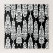 Puzzle Boho plumes : motif noir et blanc (Vertical)