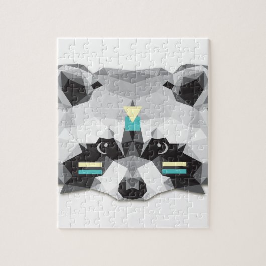 Puzzle Boho poly raccoon (Vertical)