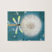 Puzzle Bois bleu rustique de grange de libellule de (Horizontal)