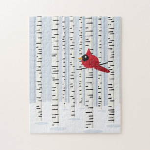Puzzle Bois de bouleau enneigés et art hivernal de l'oise