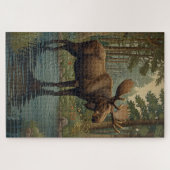 Puzzle Bois d'orignal rustique Forêt enchantée (Horizontal)