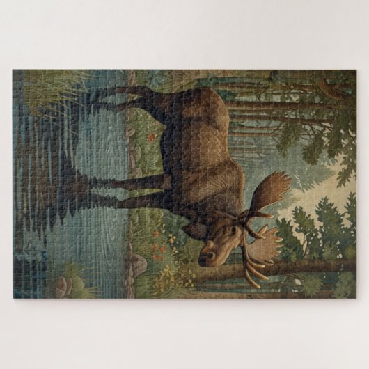Puzzle Bois d'orignal rustique Forêt enchantée (Horizontal)