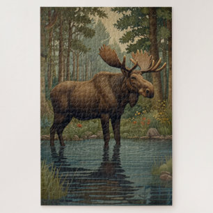 Puzzle Bois d'orignal rustique Forêt enchantée