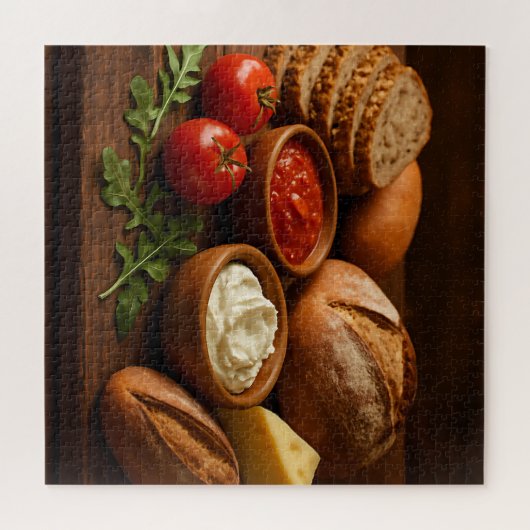 Puzzle Bois rustique avec fromage artisanal pains (Horizontal)