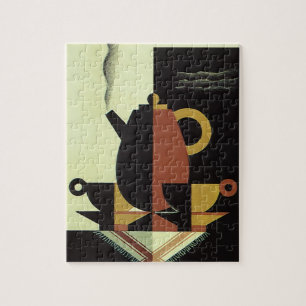 Puzzle Boissons de boissons vintage Cafetière avec tasses