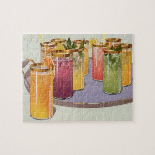 Puzzle Boissons Vintage, Boissons avec glaçons sur un pla