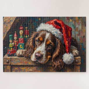 Puzzle Boîte à jouets de Noël vintage pour chien Cocker S