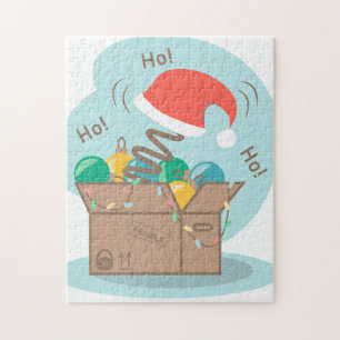 Puzzle Boite artisanale avec décoration de Noël et chapea