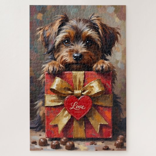 Puzzle Boîte de chocolats de la Saint-Valentin pour chien (Vertical)