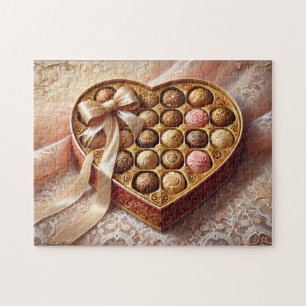 Puzzle Boîte de cœur en trésors romantiques au chocolat