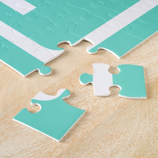 Puzzle Bold Modern | White on aqua (Côté)
