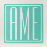 Puzzle Bold Modern | White on aqua<br><div class="desc">Classy, bold et moderne.</div>