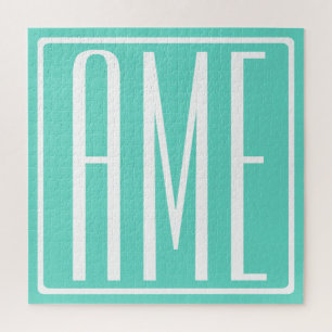 Puzzle Bold Modern   White on aqua
